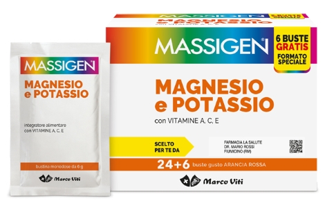 MASSIGEN MAGNESIO E POTASSIO 24 +6 BUSTINE ARANCIA ROSSA